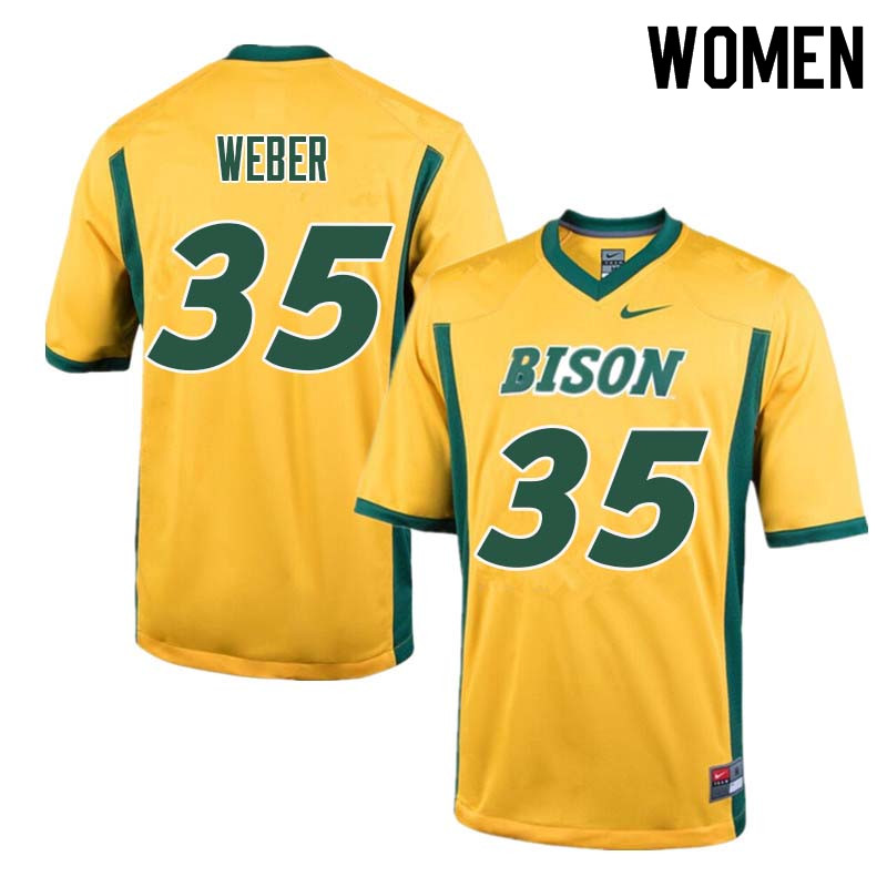 Women #35 Dawson Weber North Dakota State Bison College Football Jerseys Sale-Yellow - Click Image to Close